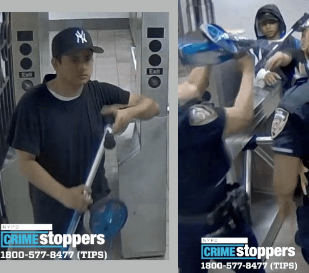 Man attacks cop with scooter in train station