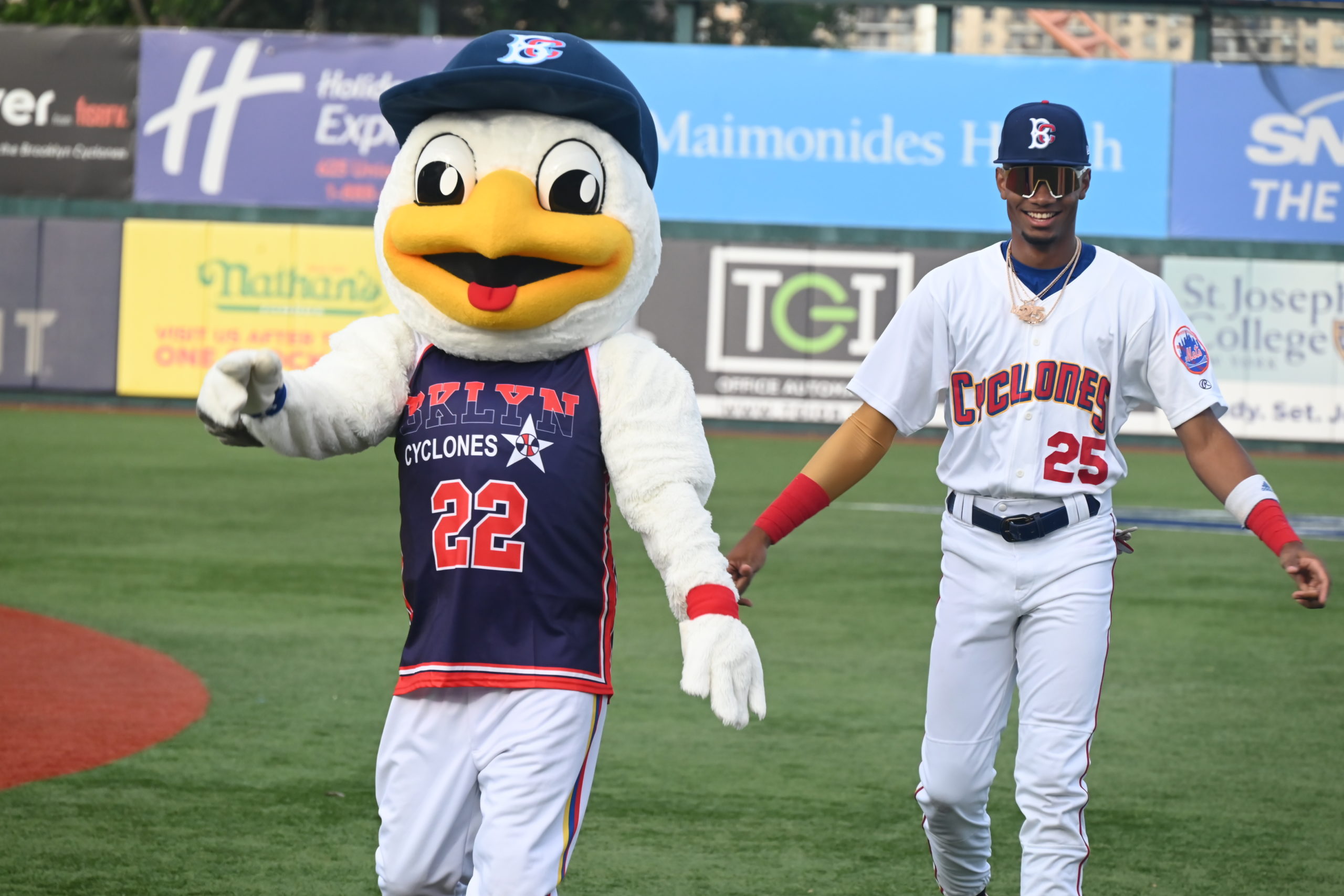 Sandy the seagull, the Brooklyn Cyclones mascot photographed in