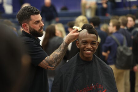 Xaverian students donated their hair to make wigs for young cancer patients. Photos courtesy of Mike Gillette